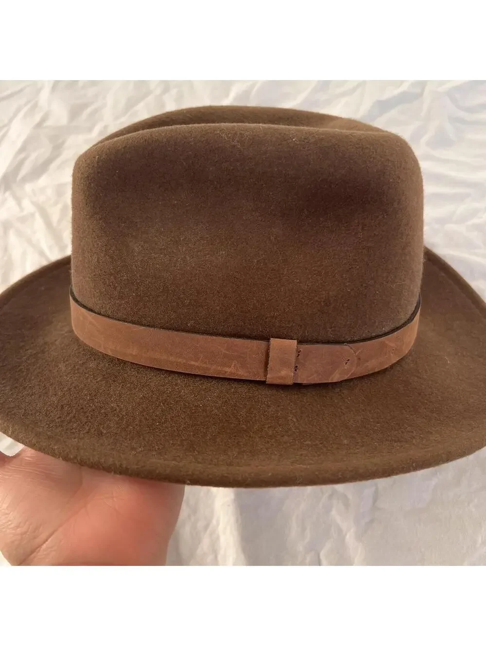 vintage Orvis wool fedora hat with leather band Size M